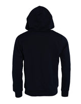 Dolce & Gabbana Dark Blue Cotton Crown Hooded Sweatshirt Sweater