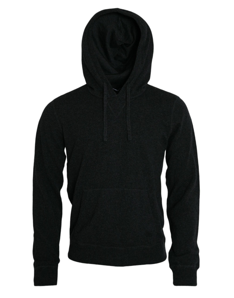 Dolce & Gabbana Dark Gray Cashmere Hooded Pullover Sweater