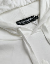 Dolce & Gabbana White Cotton Hooded Pullover Sweatshirt Sweater