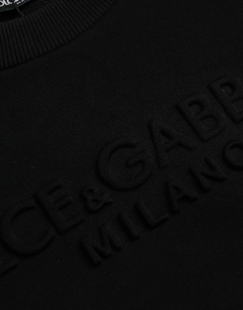 Dolce & Gabbana Black Cotton Long Sleeves Sweatshirt Sweater