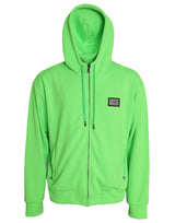 Dolce & Gabbana Neon Green Logo Full Zip Hooded Sweatshirt Sweater