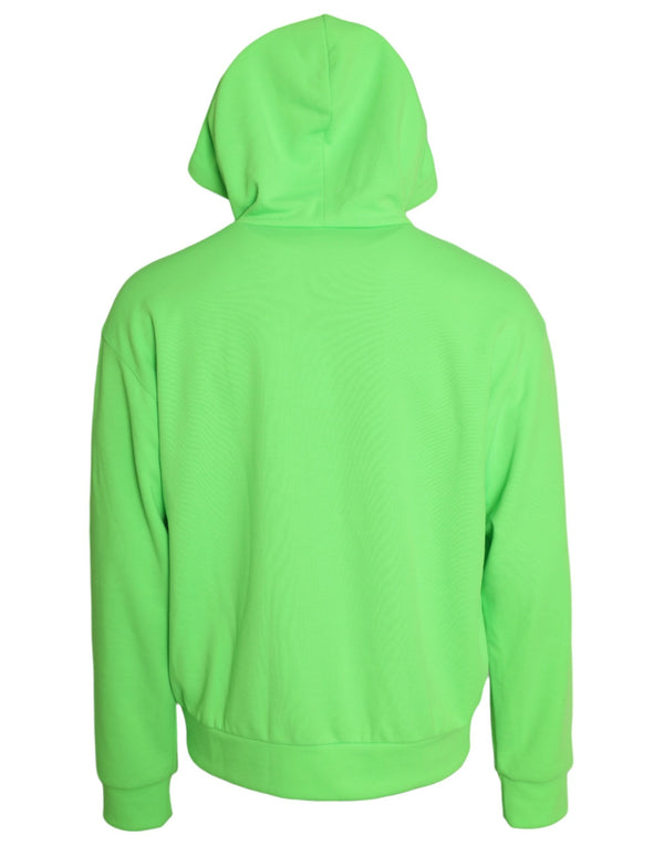 Dolce & Gabbana Neon Green Logo Full Zip Hooded Sweatshirt Sweater