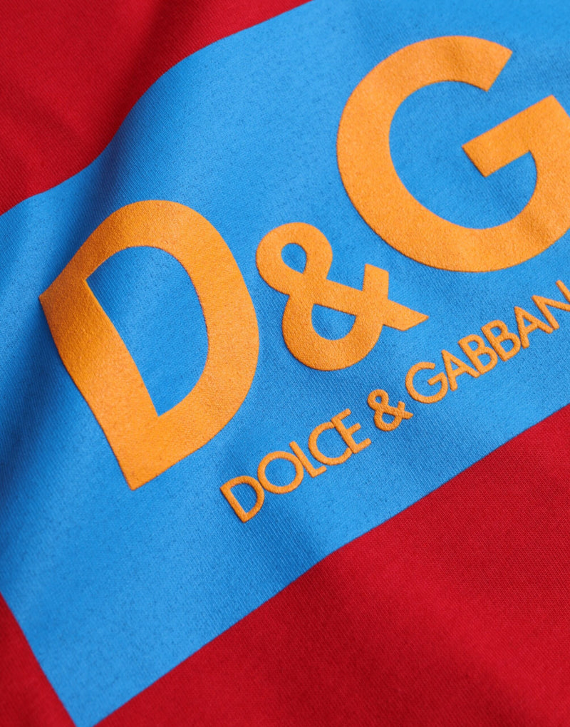 Dolce & Gabbana Red Logo Print Cotton Crew Neck T-shirt