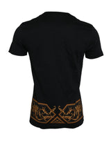 Dolce & Gabbana Black Gold Logo Print Cotton Crew Neck T-shirt