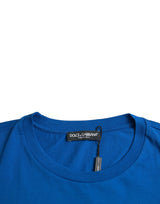 Dolce & Gabbana Blue Crown Logo Cotton Crew Neck T-shirt