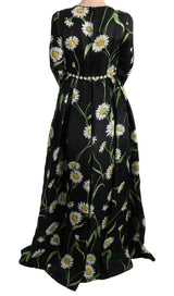 Dolce & Gabbana Elegant Sunflower Maxi Gown with Crystals