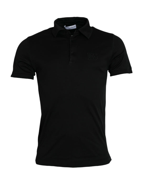 Dolce & Gabbana Black Logo Collared Short Sleeves Polo T-shirt