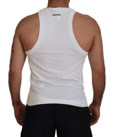 Dsquared² White Cotton Linen Sleeveless Tank T-shirt