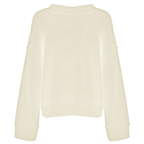 Imperfect Chic Beige V-Neck Wool Blend Sweater