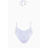 Philipp Plein White Rhinestone Embellished Swimsuit