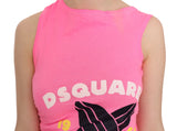 Dsquared² Pink Logo Print Sleeveless Sheath Mini Dress