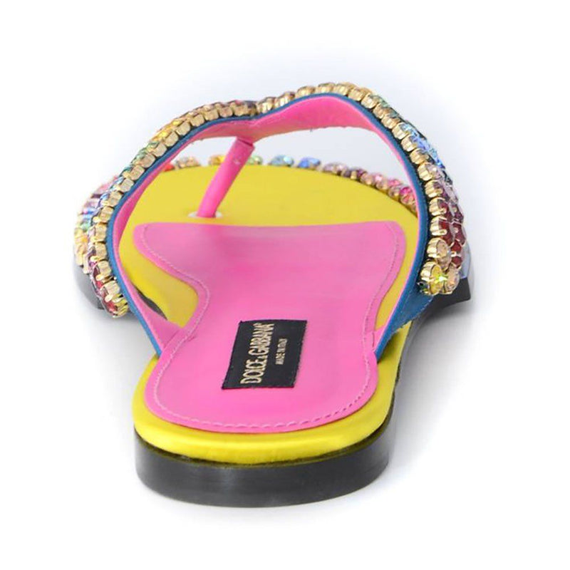 Dolce & Gabbana Crystal Embellished Silk Blend Flip-Flops