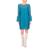 Alberta Ferretti Sky Blue Embroidered Short Dress