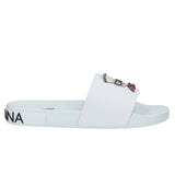 Dolce & Gabbana White Embellished Rubber Slippers for Men