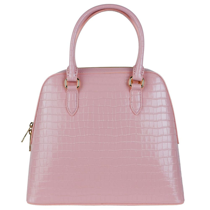 Baldinini Trend Elegant Pink Python-Print Calfskin Handbag