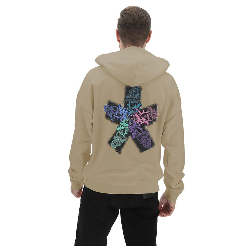 Comme Des Fuckdown Beige Cotton Logo Hoodie with Back Print