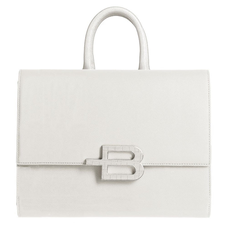 Baldinini Trend Elegant White Calfskin Handbag with Chain Strap