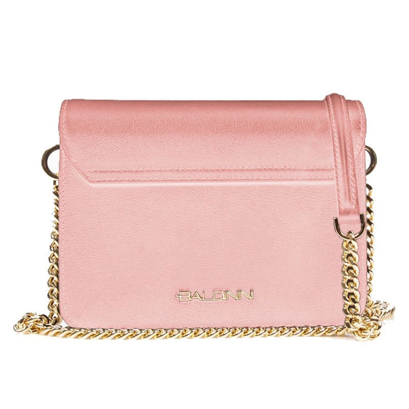 Baldinini Trend Elegant Pink Calfskin Handbag with Chain Strap