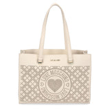 Love Moschino Chic White Faux Leather Shopper Tote