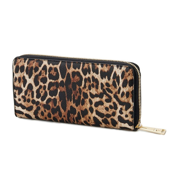 Plein Sport Sleek Designer Zipper Wallet with Gold Accents