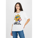 Love Moschino Chic Logo Cotton Tee in Elegant White