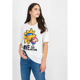 Love Moschino Chic Logo Cotton Tee in Elegant White