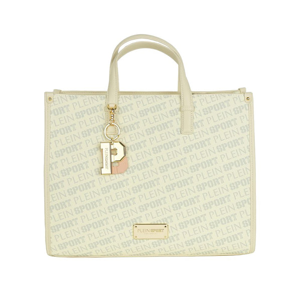 Plein Sport Stunning White Tote Bag with Cross Belt