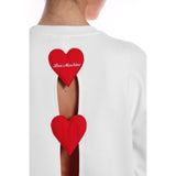 Love Moschino Embroidered Heart Back Slit Cotton Sweater