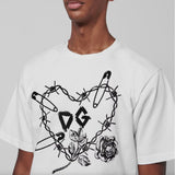 Dolce & Gabbana Elegant Velvet Detailed Cotton T-Shirt