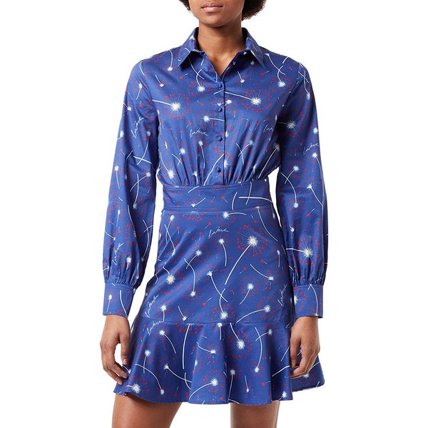 Love Moschino Chic Cotton Shirt Collar Dress in Abstract Print