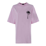 Comme Des Fuckdown Chic Pink Cotton T-Shirt Dress with Unique Print