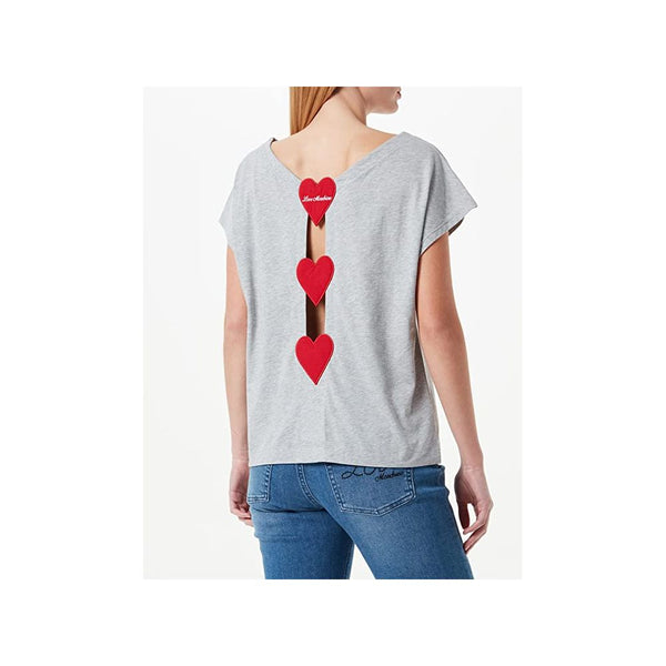 Love Moschino Chic Embroidered Heart Logo Cotton Tee