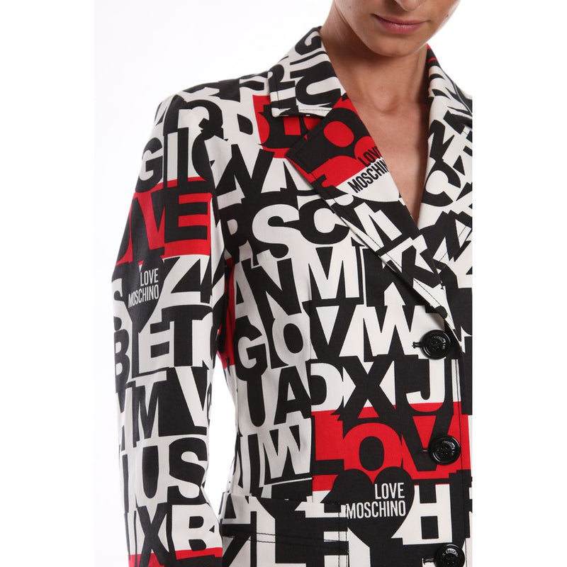 Chic Monochrome Love Moschino Jacket with Pops of Red