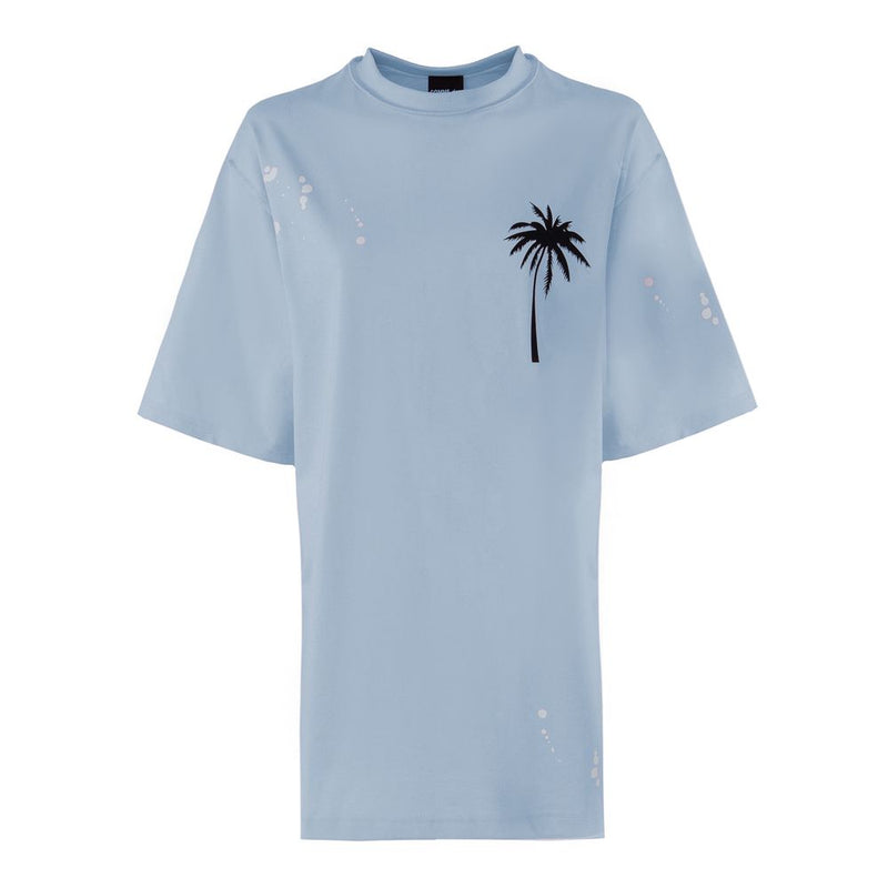 Comme Des Fuckdown Elegant Cotton T-Shirt Dress in Light Blue