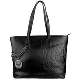 Plein Sport Chic Black Eco-Leather Shopper Tote