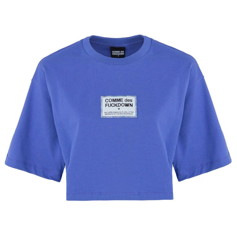 Comme Des Fuckdown Purple Cotton Tee with Signature Logo