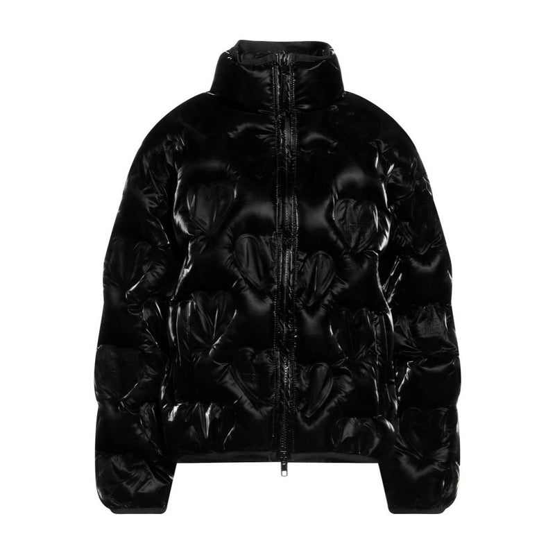 Love Moschino Chic Heart-Adorned Black Down Jacket