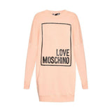 Love Moschino Chic Pink Sweatshirt Dress with Eco-Leather Logo