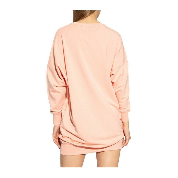 Love Moschino Chic Pink Sweatshirt Dress with Eco-Leather Logo