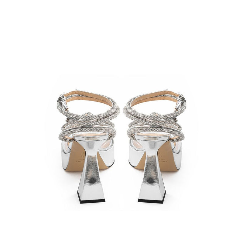 MACH & MACH Elegant Silver Leather Platforms