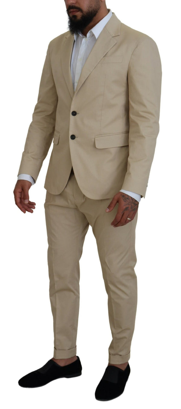 Dsquared² Beige Cotton Single Breasted 2 Piece CIPRO Suit