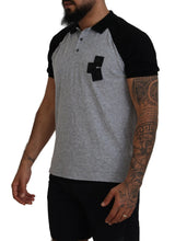 Dsquared² Gray Black Cotton Short Sleeves Collared T-shirt