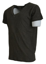 Dsquared² Gray Cotton Linen Short Sleeves V-neck T-shirt