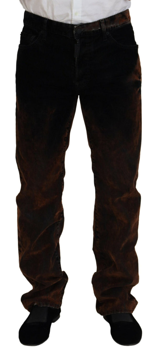 Dsquared² Brown Washed Cotton Straight Fit Casual Denim Jeans