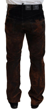 Dsquared² Brown Washed Cotton Straight Fit Casual Denim Jeans