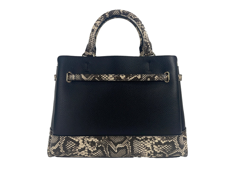 Michael Kors Reed Large Snake Skin Belted Satchel Crossbody Bag