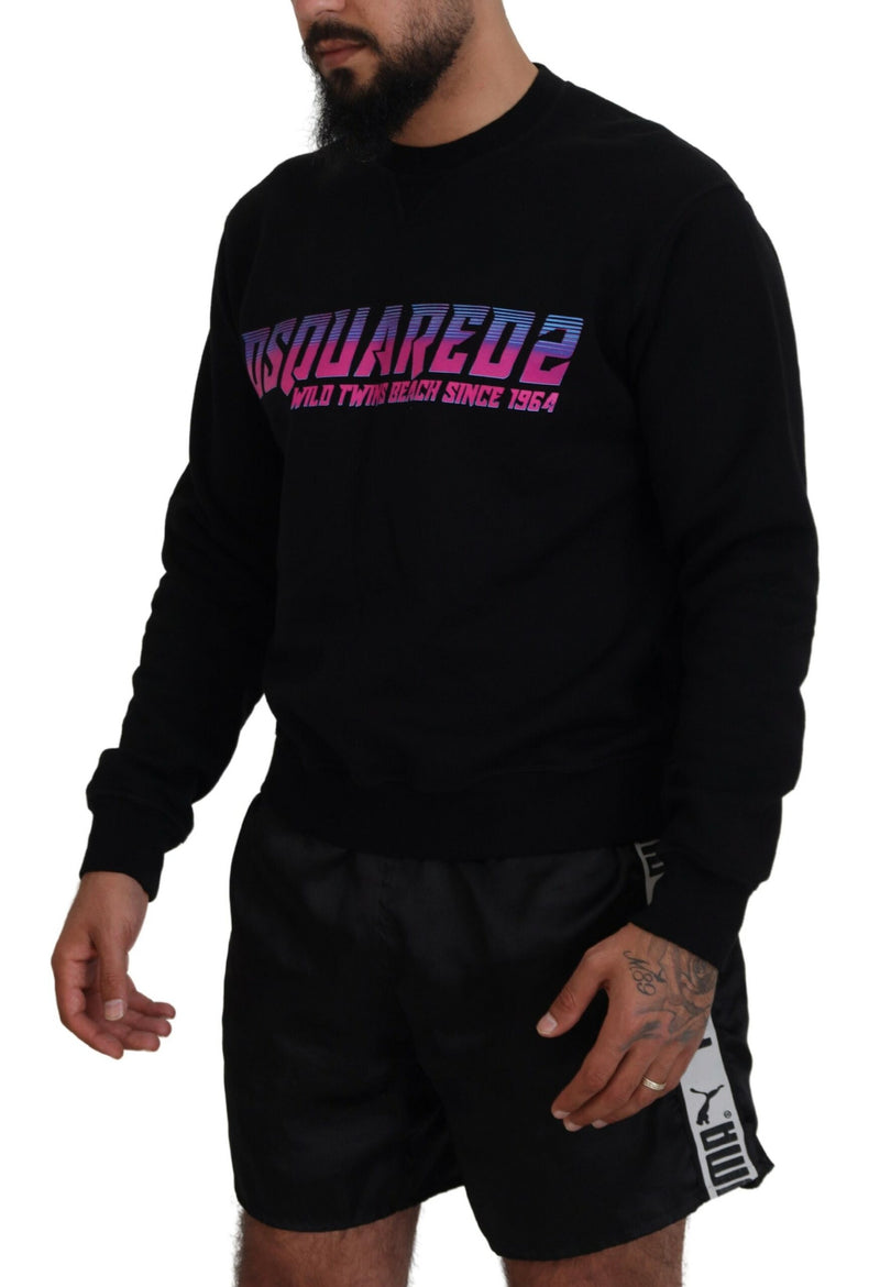 Dsquared² Black Logo Print Long Sleeves Men Pullover Sweater