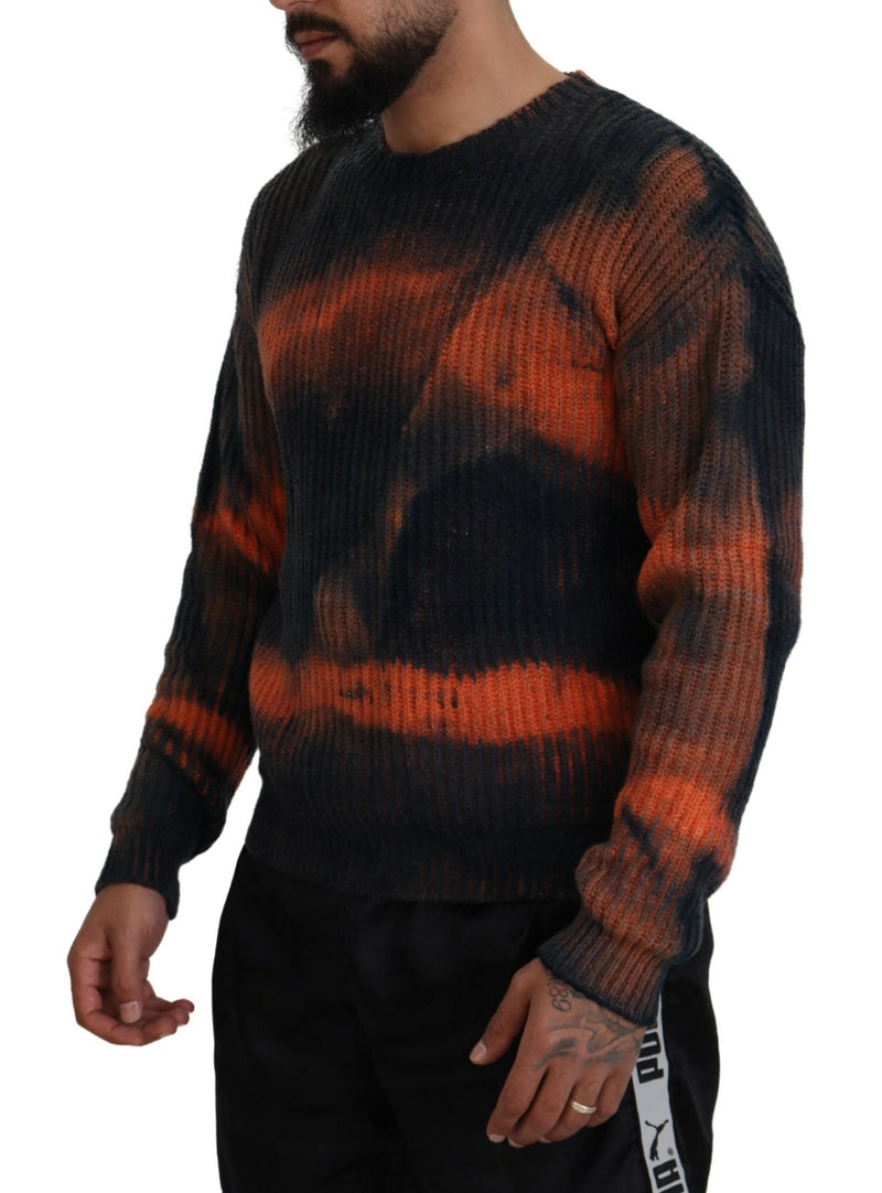 Dsquared² Black Orange Cotton Tie Dye Men Pullover Sweater