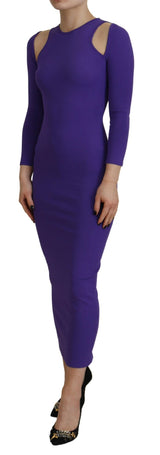 Dsquared² Purple Viscose Long Sleeves Bodycon Maxi Dress