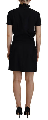 Dsquared² Black Polyester Short Sleeves Sheath Mini Dress